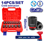 EMTOP 1/2" Jeu de douilles à chocs 14 pièces Acier au chrome-molybdène