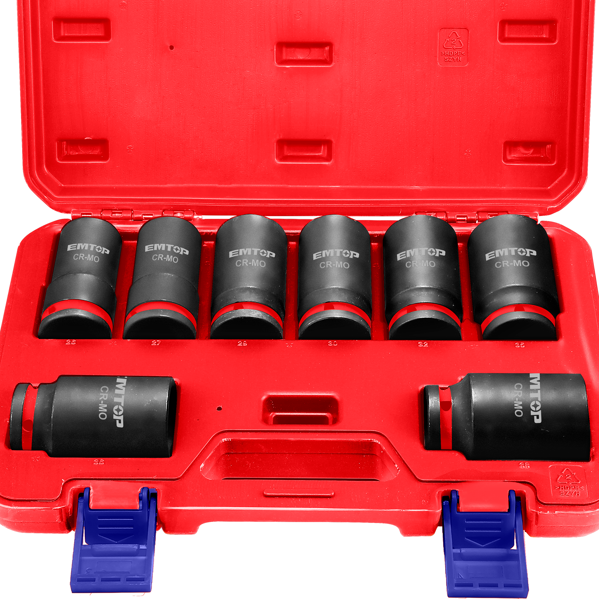 3/4" Jeu de douilles à chocs profonds 8 Pièces Acier Cr-Mo EMTOP