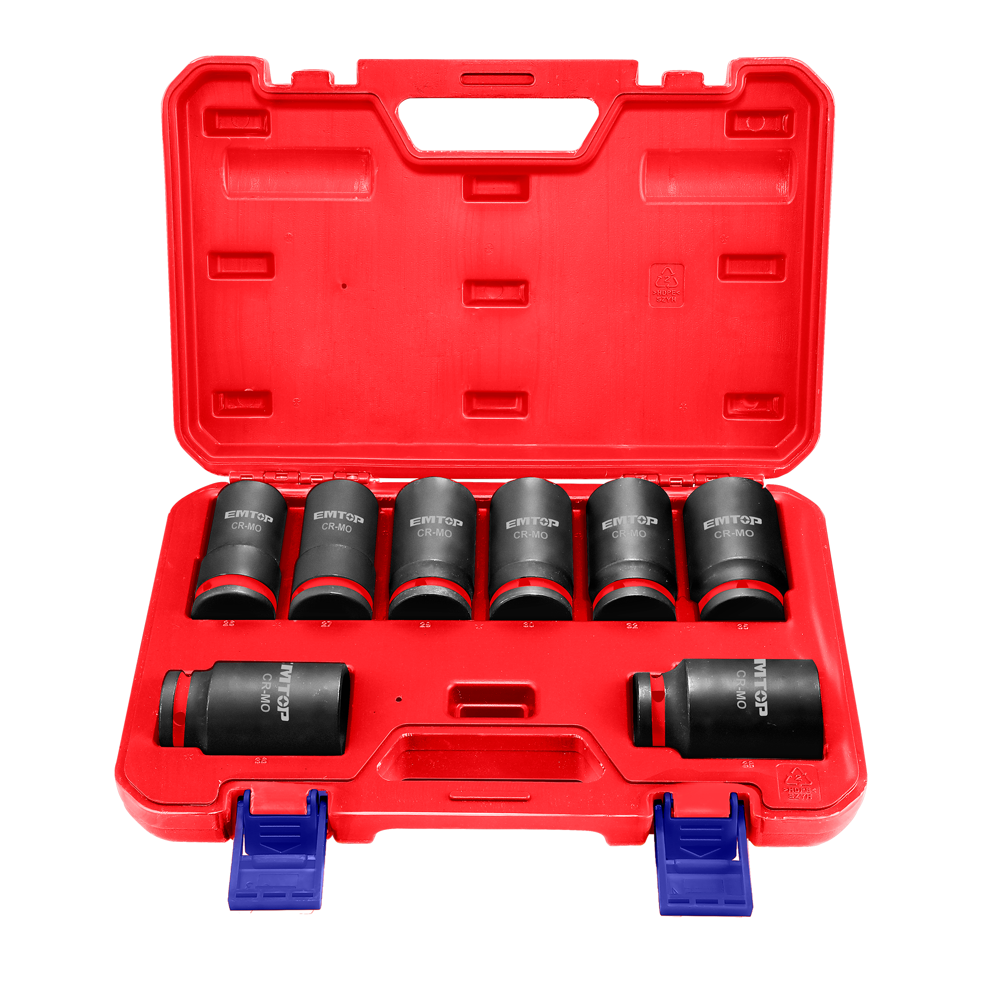 3/4" Jeu de douilles à chocs profonds 8 Pièces Acier Cr-Mo EMTOP