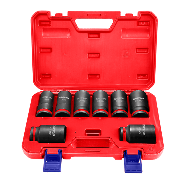 3/4" Jeu de douilles à chocs profonds 8 Pièces Acier Cr-Mo EMTOP Main Image