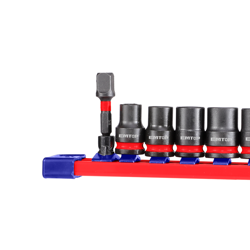 3/8" Jeu de douilles spiralées à chocs 10 Pièces Acier Cr-Mo EMTOP