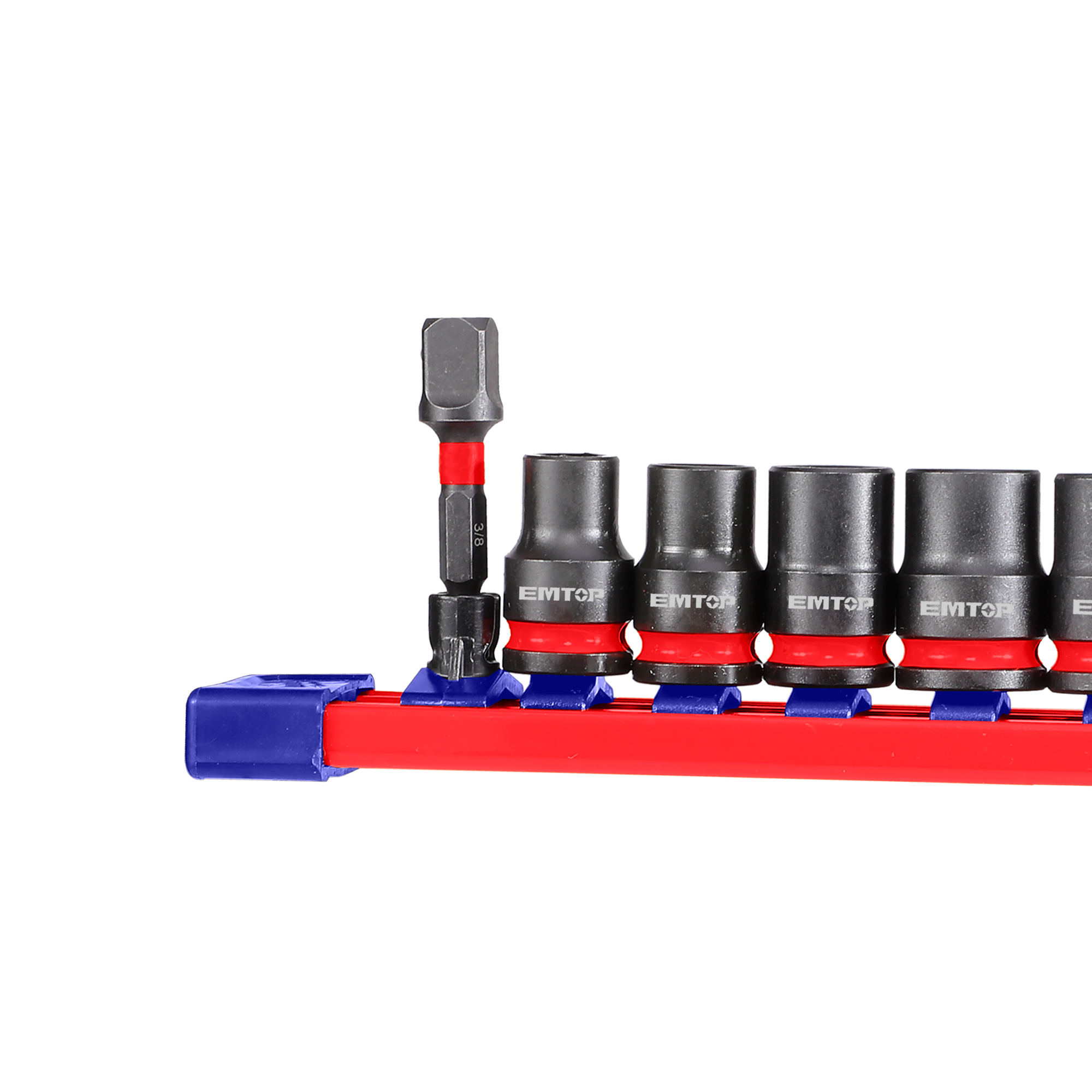 3/8" Jeu de douilles spiralées à chocs 10 Pièces Acier Cr-Mo EMTOP