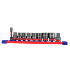 3/8" Jeu de douilles spiralées à chocs 10 Pièces Acier Cr-Mo EMTOP