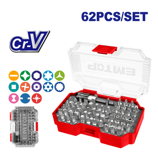 Jeu d'embouts de tournevis 62 pièces EMSV3K05 EMTOP