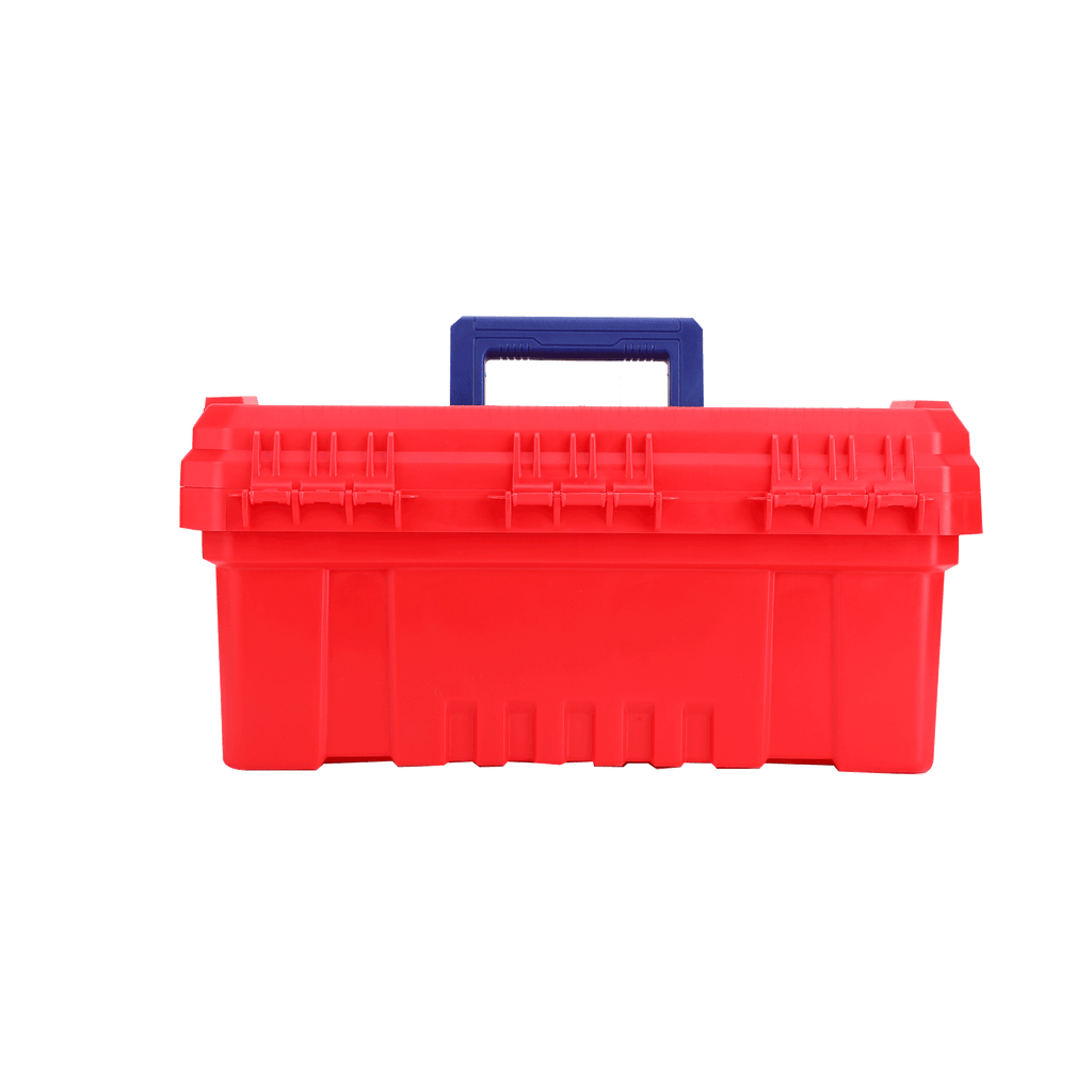 Boîte à outils en plastique EMTOP 14" Charge maximale 10Kg Boucle en métal Poignée haute résistance Couvercle supérieur avec trois zones de rangement Contient 1 plateau en plastique