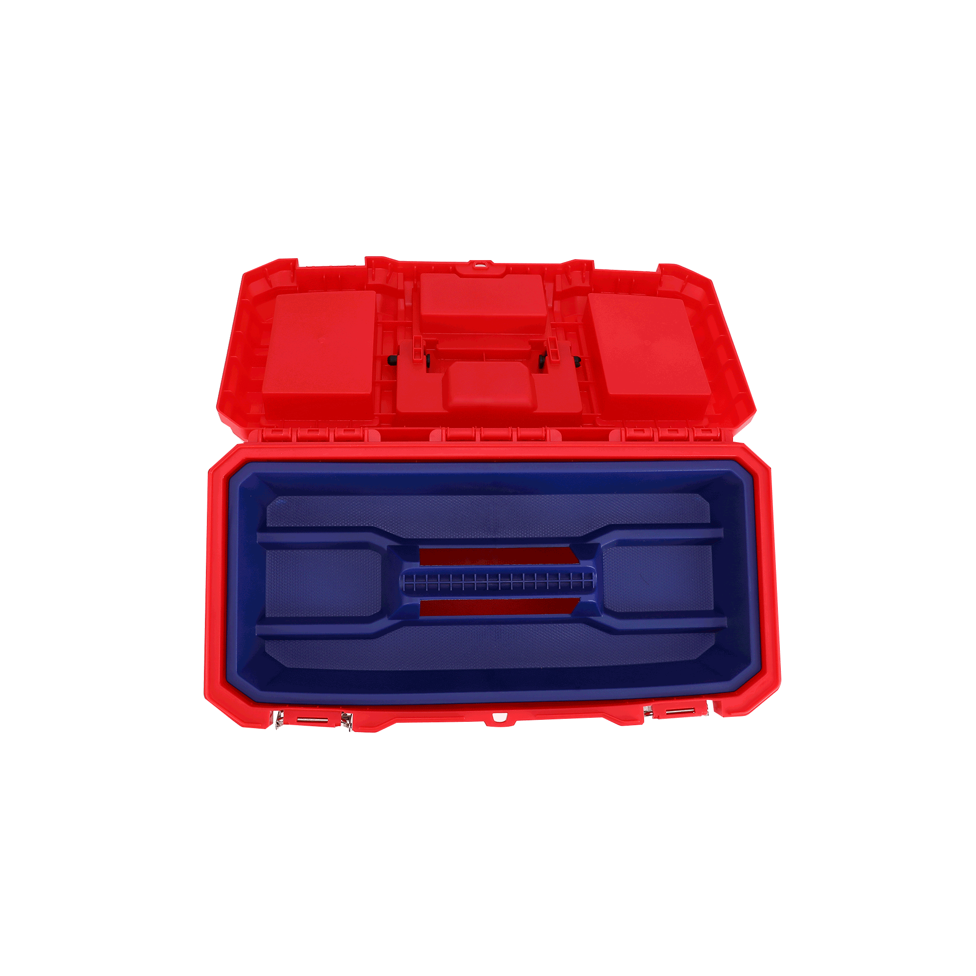 Boîte à outils en plastique EMTOP 14" Charge maximale 10Kg Boucle en métal Poignée haute résistance Couvercle supérieur avec trois zones de rangement Contient 1 plateau en plastique