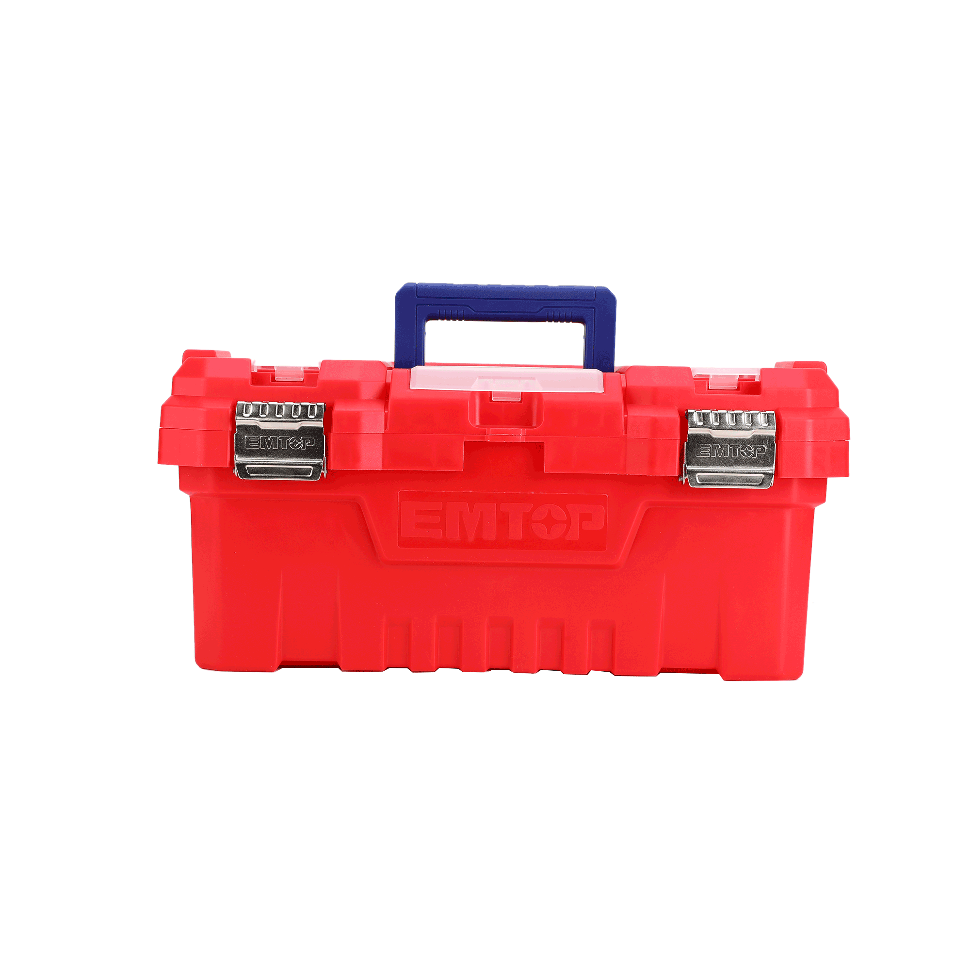 Boîte à outils en plastique EMTOP 14" Charge maximale 10Kg Boucle en métal Poignée haute résistance Couvercle supérieur avec trois zones de rangement Contient 1 plateau en plastique