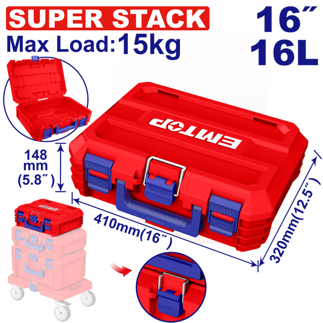 Boîte à outils empilable EMTOP 19" Hover Image