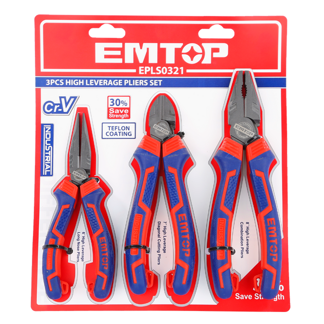 Jeu de 3 pinces à fort effet de levier élevé Acier Cr-V EMTOP Main Image