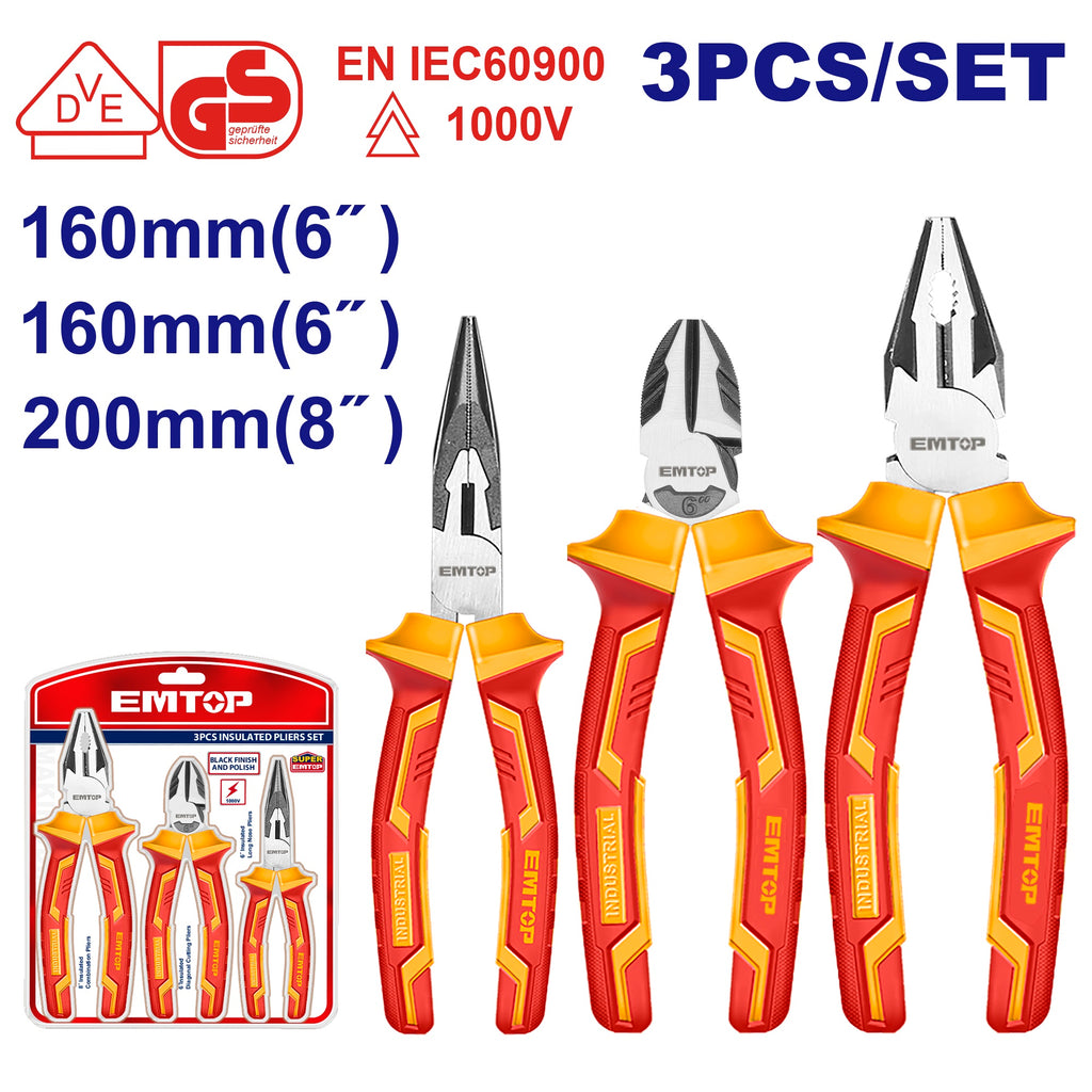 Jeu de 3 pinces isolées 1000V EMTOP