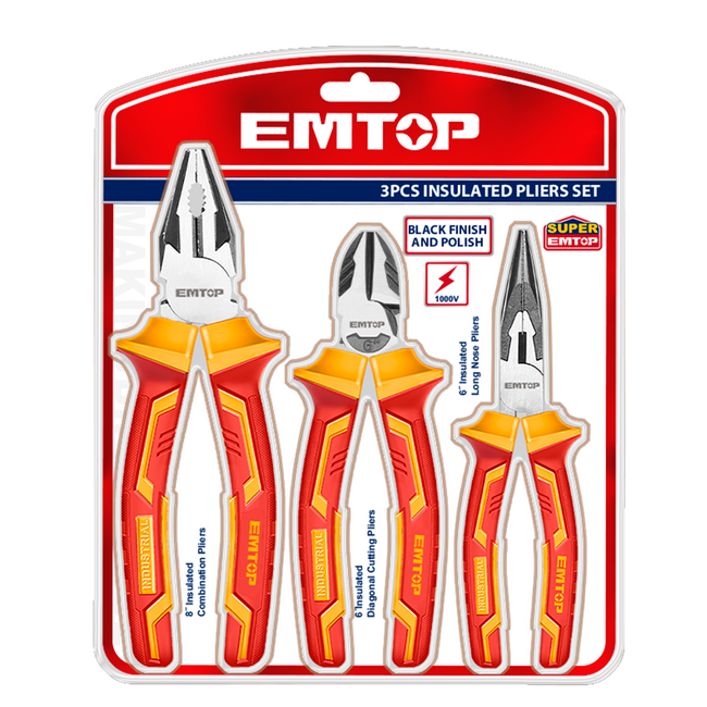 Jeu de 3 pinces isolées 1000V EMTOP Main Image