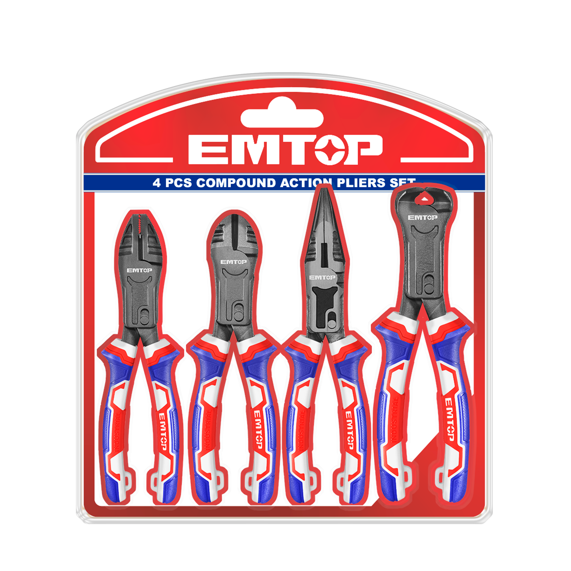 Ensemble de 4 pinces à action composée Acier Cr-V EMTOP