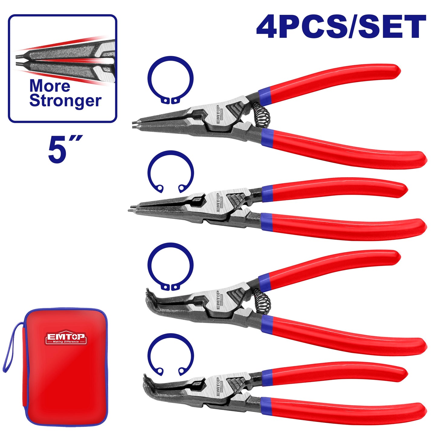 Ensemble de 4 pinces à circlips EPLSC5411 EMTOP