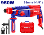 Coffret marteau perforateur rotatif SDS-Plus 28mm filaire 950W EMTOP