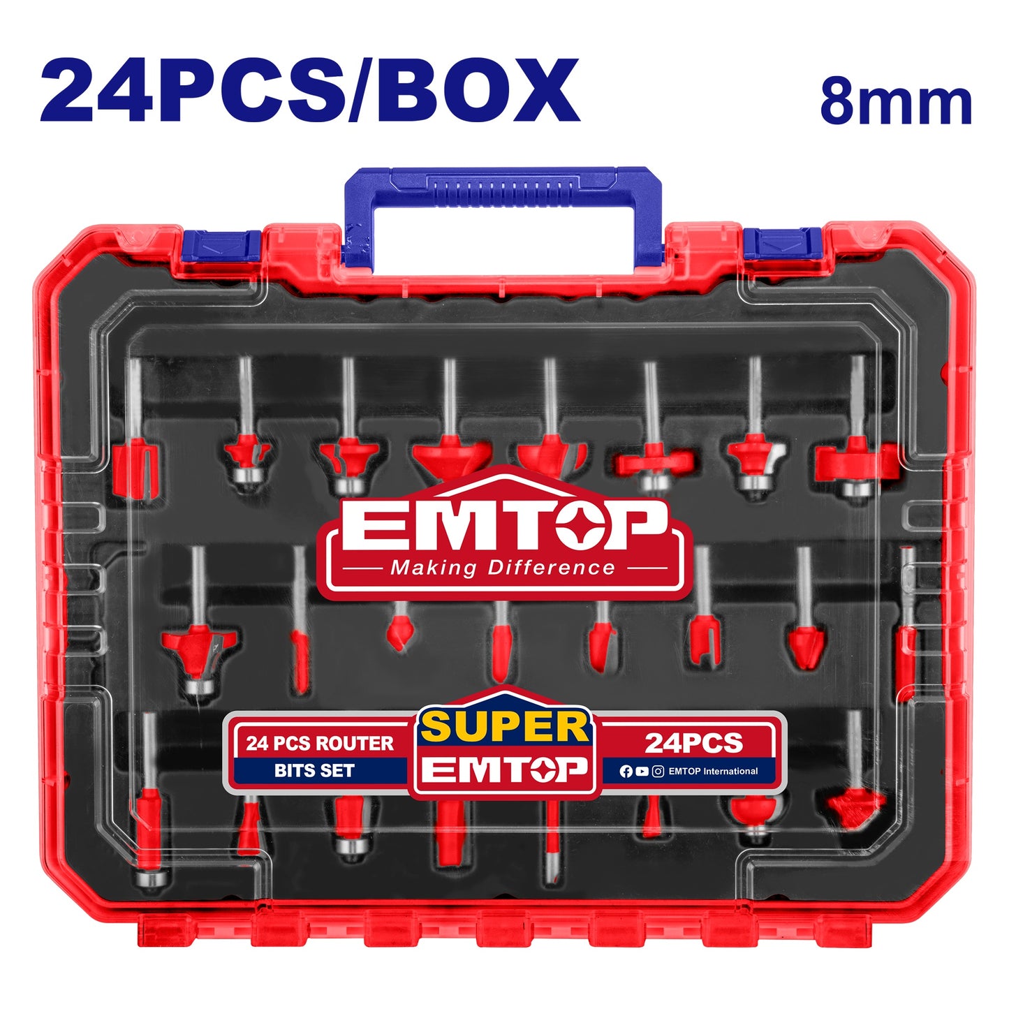 Ensemble de 24 fraises à défoncer ERRT24082 EMTOP