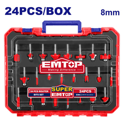 Ensemble de 24 fraises à défoncer ERRT24082 EMTOP