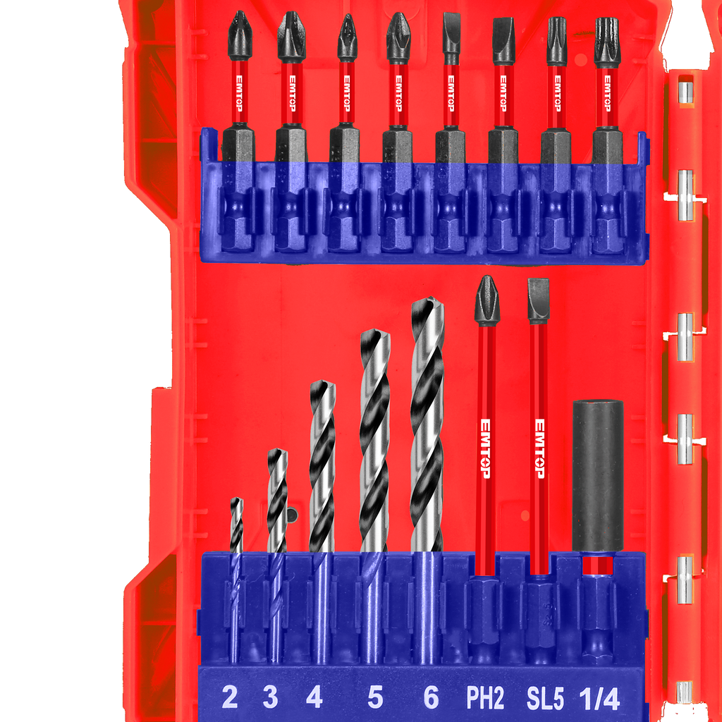Jeu d'embouts de tournevis à percussion 45 pièces ESBT04501 EMTOP