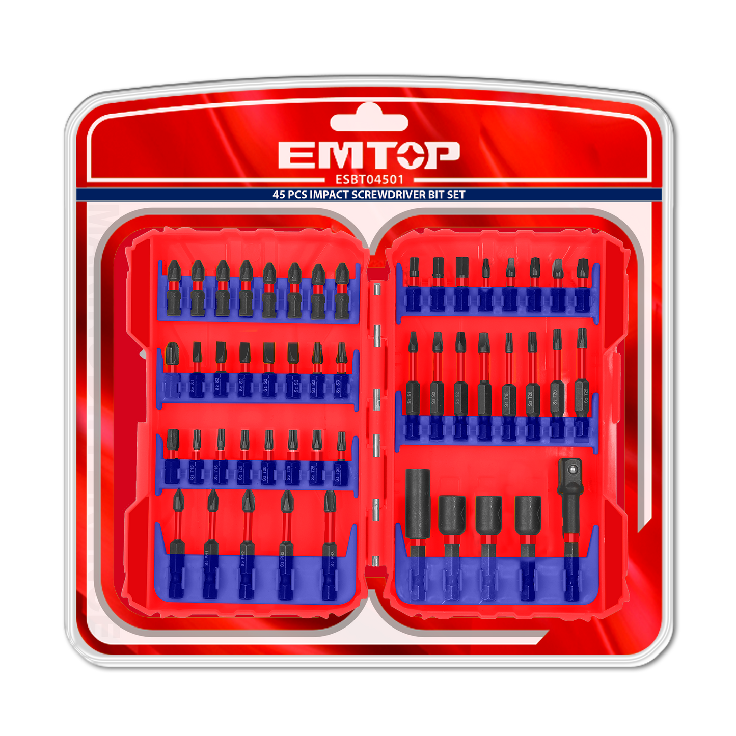 Jeu de 50 embouts de tournevis à percussion ESBT05001 EMTOP