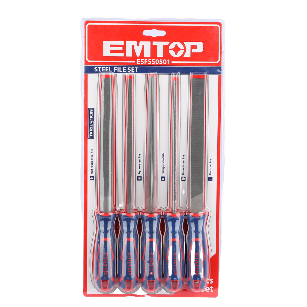 Lot de 5 limes multi-formes en acier 200mm EMTOP