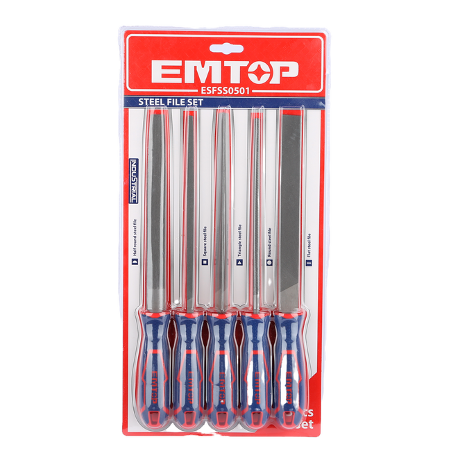 Jeu de 5 limes emmanchées 200mm EMTOP Main Image