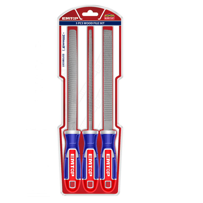 Jeu de 3 limes à bois 200mm EMTOP Main Image