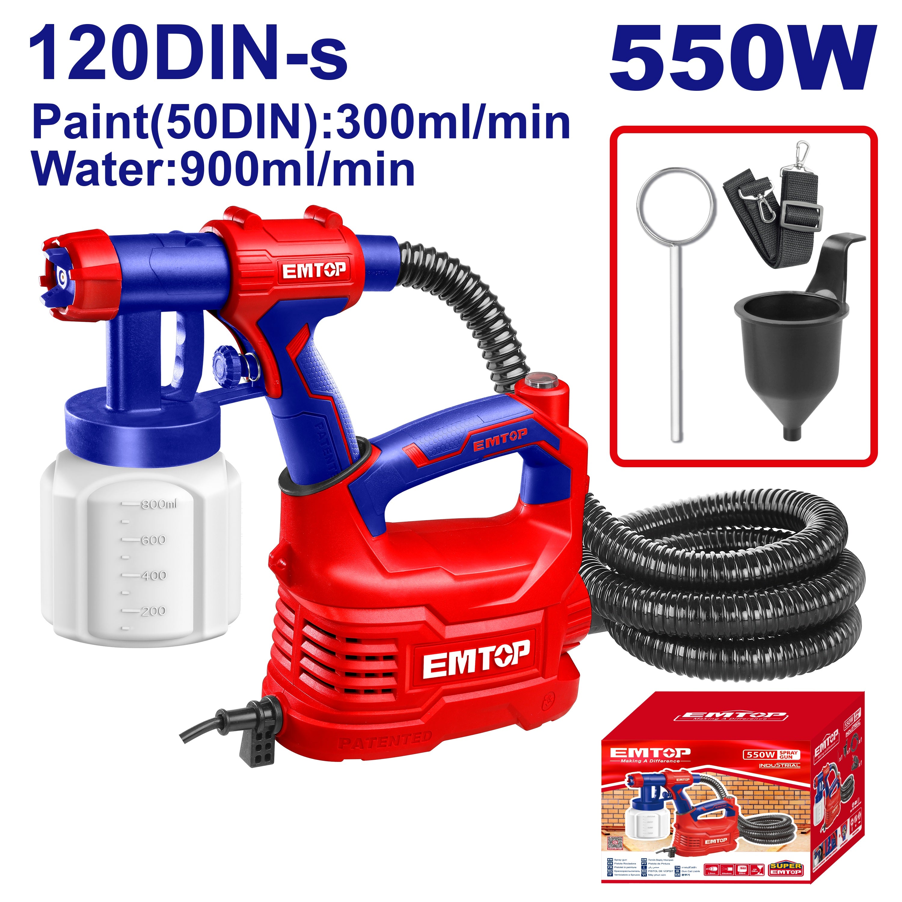 Pistolet à peinture électrique 550W 800ml EMTOP