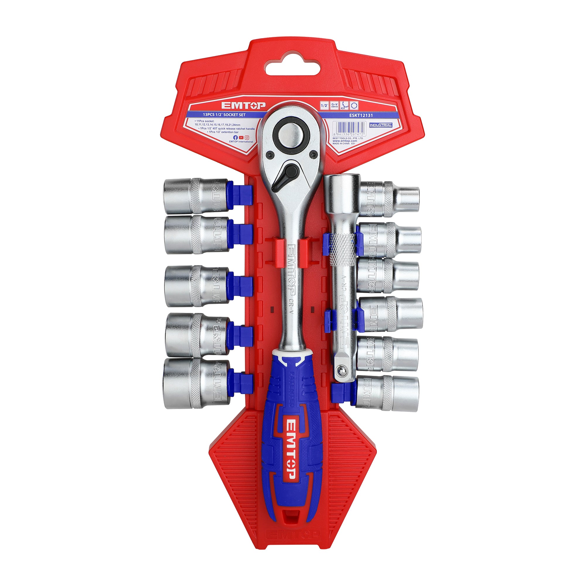 1/2" Jeu de clés à douille 13 pièces EMTOP