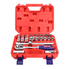 Coffret de douilles 1/2″ 21 pièces en acier Cr-V avec cliquet et accessoires – EMTOP