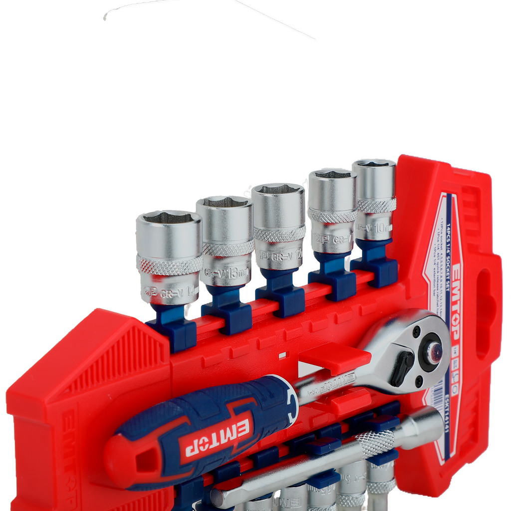 1/4" Jeu de clés à douille 14 pièces EMTOP