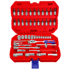 Coffret 50 pièces cliquet et douilles de 1/4" avec jeu de douilles métriques et rallonges flexibles avec clé à cliquet réversible pour mécanique & réparations EMTOP