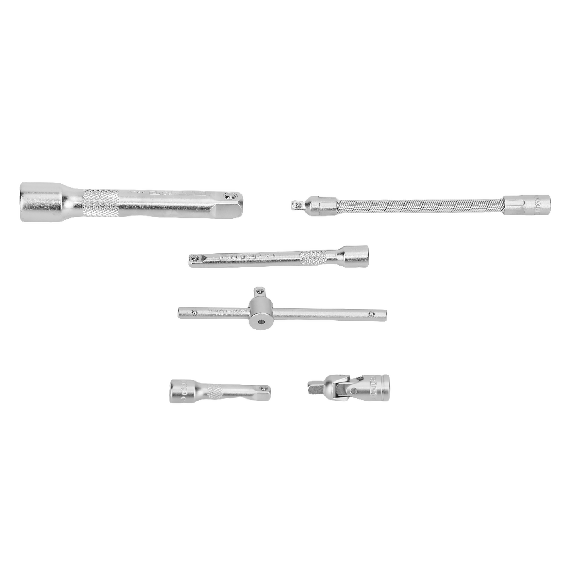 Coffret 50 pièces cliquet et douilles de 1/4" avec jeu de douilles métriques et rallonges flexibles avec clé à cliquet réversible pour mécanique & réparations EMTOP