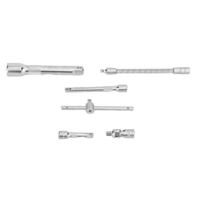 Coffret 50 pièces cliquet et douilles de 1/4" avec jeu de douilles métriques et rallonges flexibles avec clé à cliquet réversible pour mécanique & réparations EMTOP Main Image