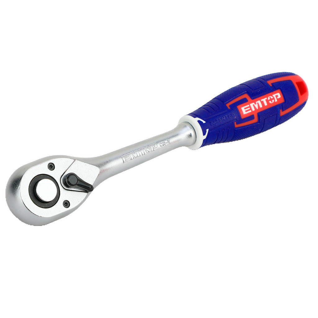 Coffret 50 pièces cliquet et douilles de 1/4" avec jeu de douilles métriques et rallonges flexibles avec clé à cliquet réversible pour mécanique & réparations EMTOP