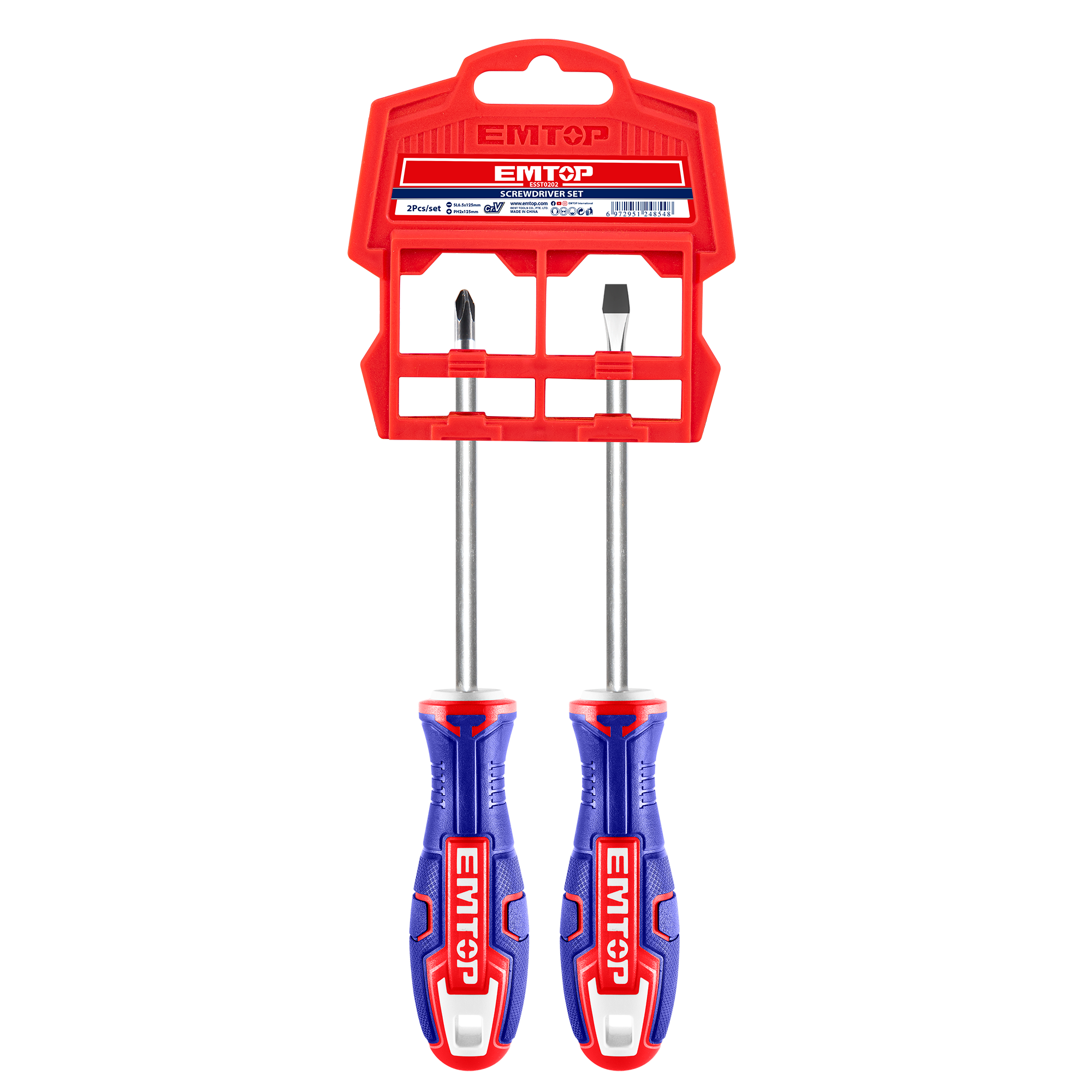 Jeu de 2 tournevis 125mm Acier CR-V EMTOP