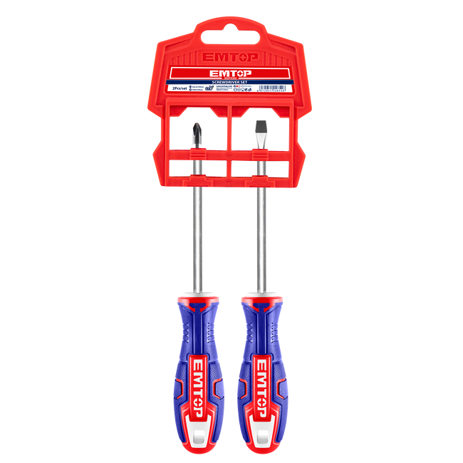 Jeu de 2 tournevis 125mm Acier CR-V EMTOP Main Image