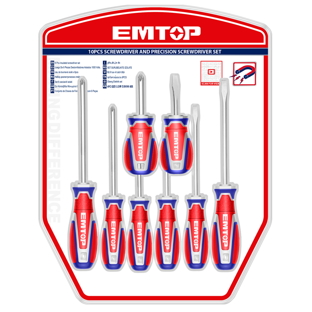 Jeu de tournevis 8 pièces S2 EMTOP