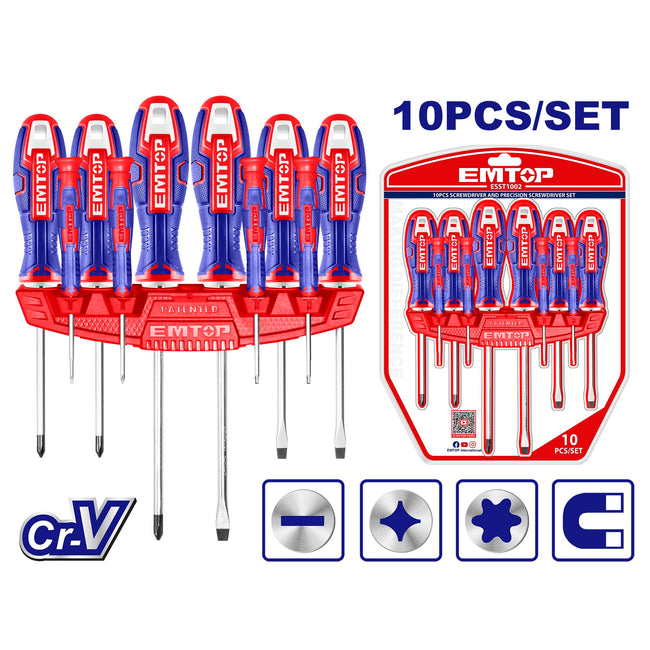 Jeu de 12 tournevis multifonctions 10 pièces EMTOP Hover Image
