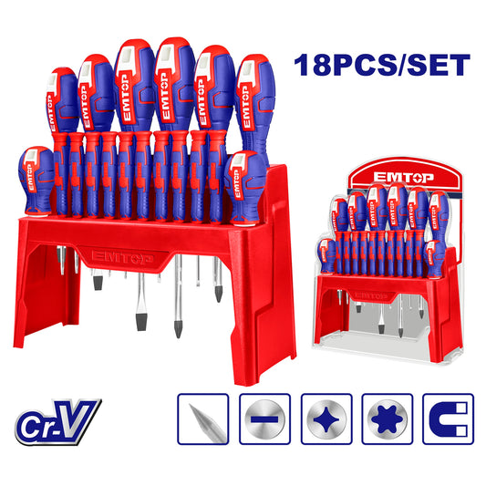 Ensemble de 18 tournevis et tournevis de précision ESST1802 EMTOP