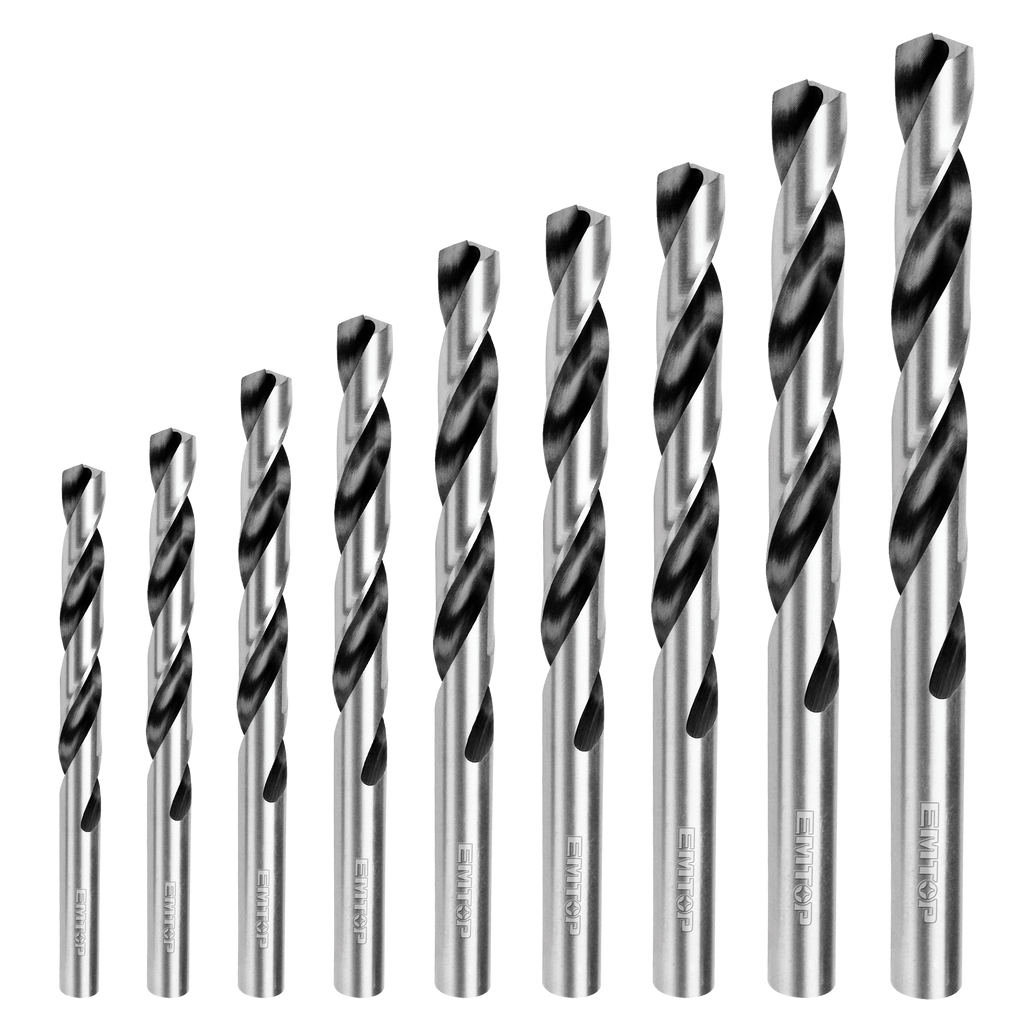 9 pièces forets hélicoïdaux à tige droite en acier HSS EMTOP