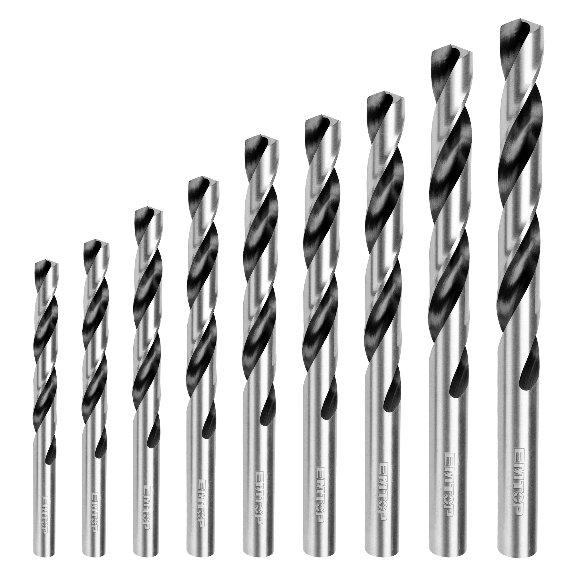 9 pièces forets hélicoïdaux à tige droite en acier HSS EMTOP