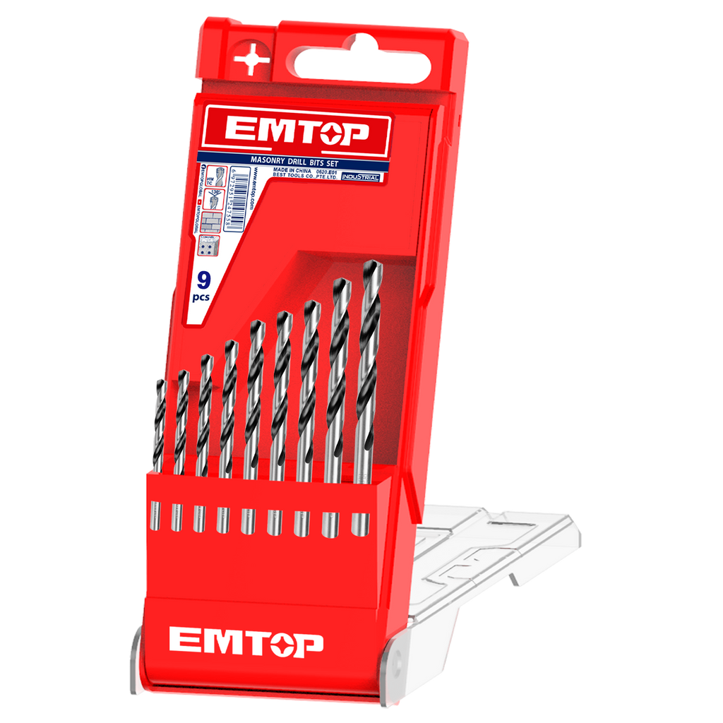 9 pièces forets hélicoïdaux à tige droite en acier HSS EMTOP