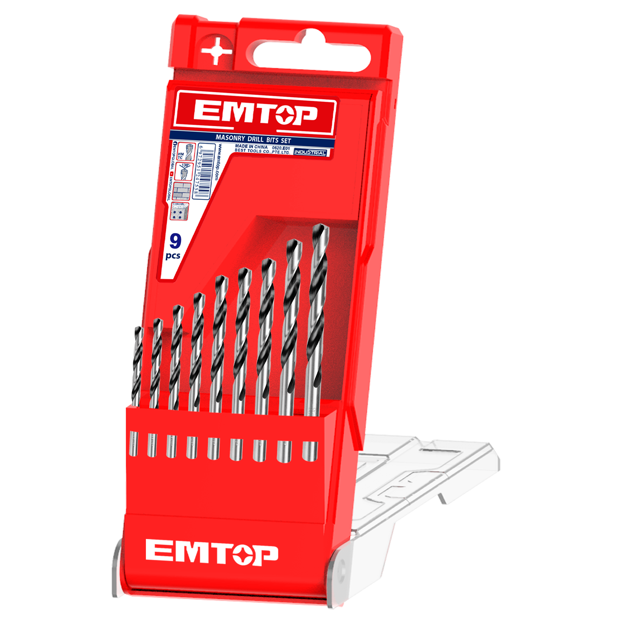 9 pièces forets hélicoïdaux à tige droite en acier HSS EMTOP