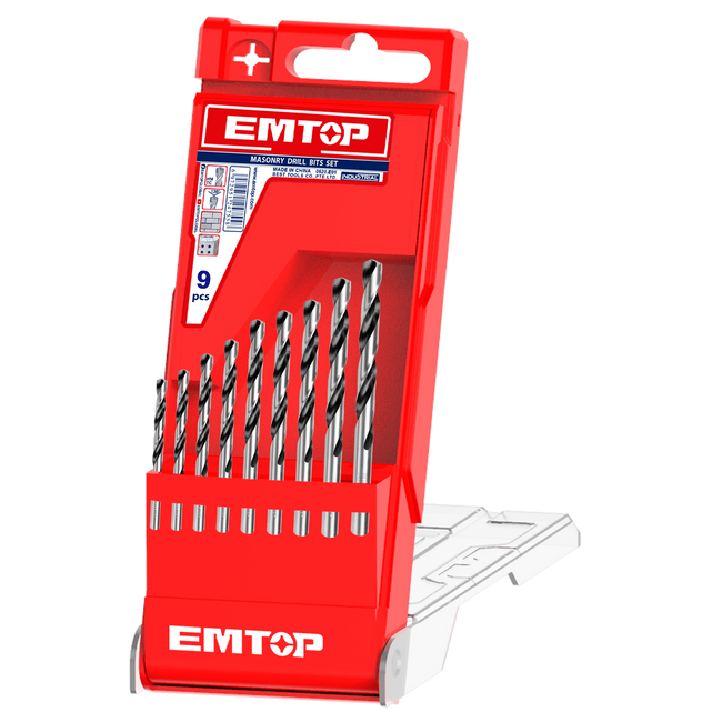 9 pièces forets hélicoïdaux à tige droite en acier HSS EMTOP Main Image