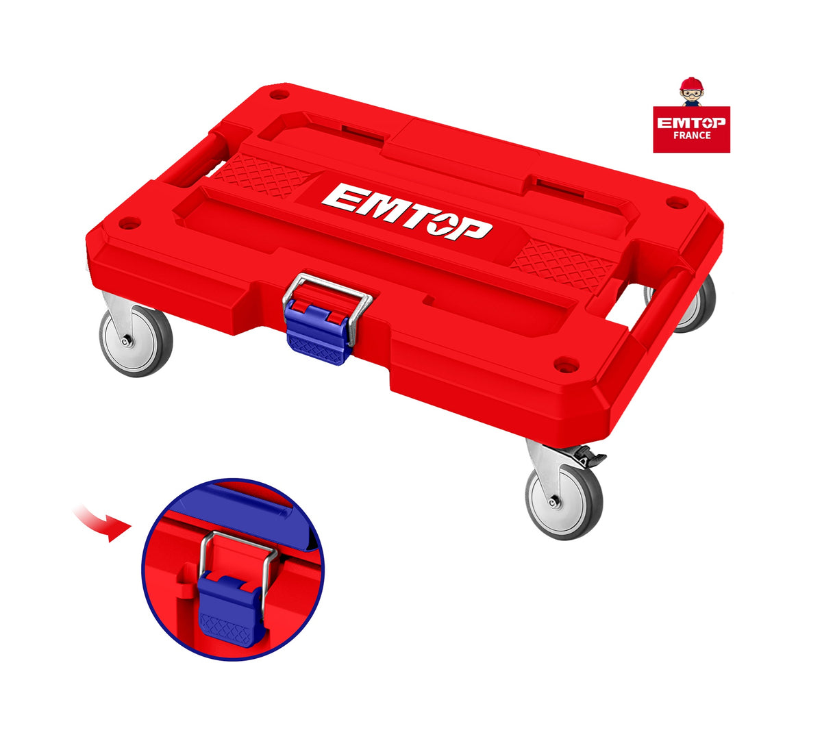 Plateau roulant modulaire SUPER STACK pour boîtes à outils – Charge maximale 100 kg – EMTOP