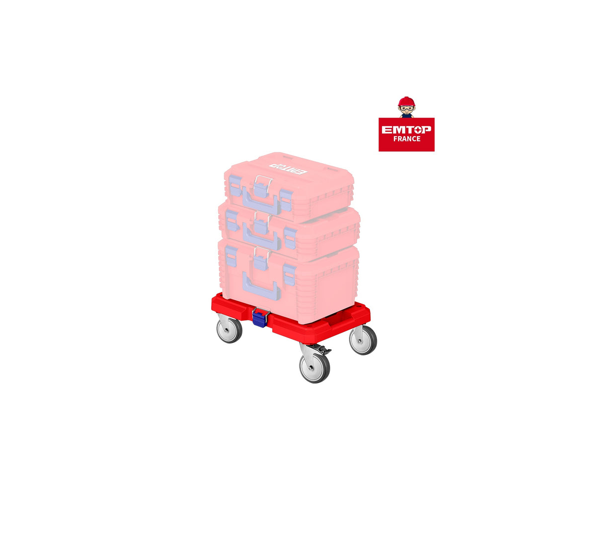 Plateau roulant modulaire SUPER STACK pour boîtes à outils – Charge maximale 100 kg – EMTOP