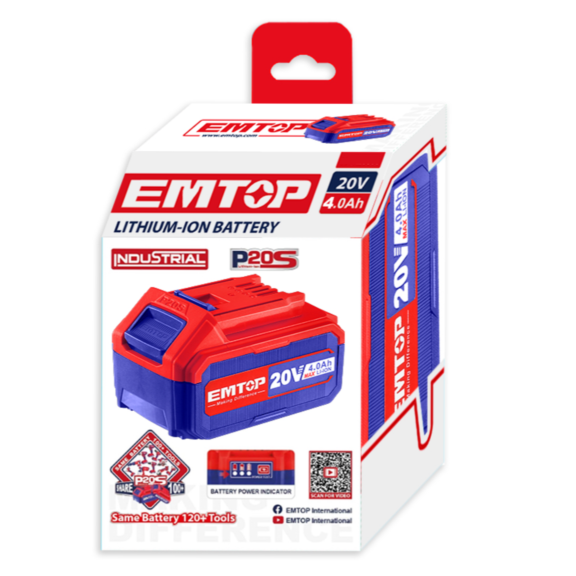 Batterie Lithium-ion 4.0Ah EMTOP 20V