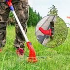 Coupe-bordures sur batterie EMTOP 20V avec 1 chargeur + 1 Batterie Lithium-ion 2.0Ah + 2 bobines de ligne Longueur de ligne 5 m avec tube télescopique poignée de réglable