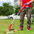 Coupe-bordures sur batterie EMTOP 20V avec 1 chargeur + 1 Batterie Lithium-ion 2.0Ah + 2 bobines de ligne Longueur de ligne 5 m avec tube télescopique poignée de réglable