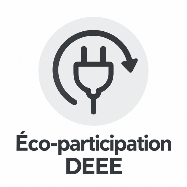 Éco-participation DEEE, prise électrique entourée d’une flèche circulaire Hover Image