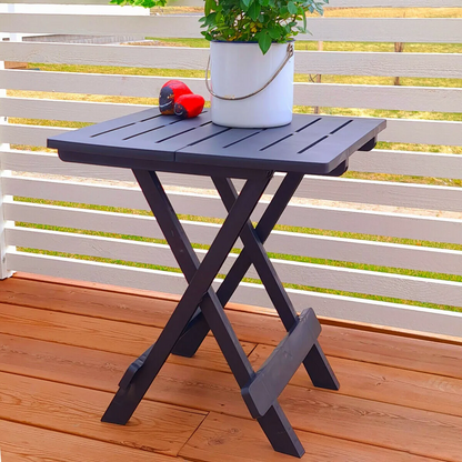 TABLE DE BALCON TABLE DE PICNIC TABLE D'EXTERIEUR TABLE DE JARDIN TABLE PLIANTE ADIGE GRIS ANTHRACITE 44X44XH50CM